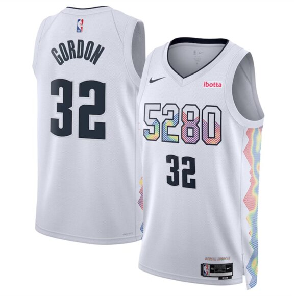 Mens 32 Aaron Gordon White Stitched Jersey